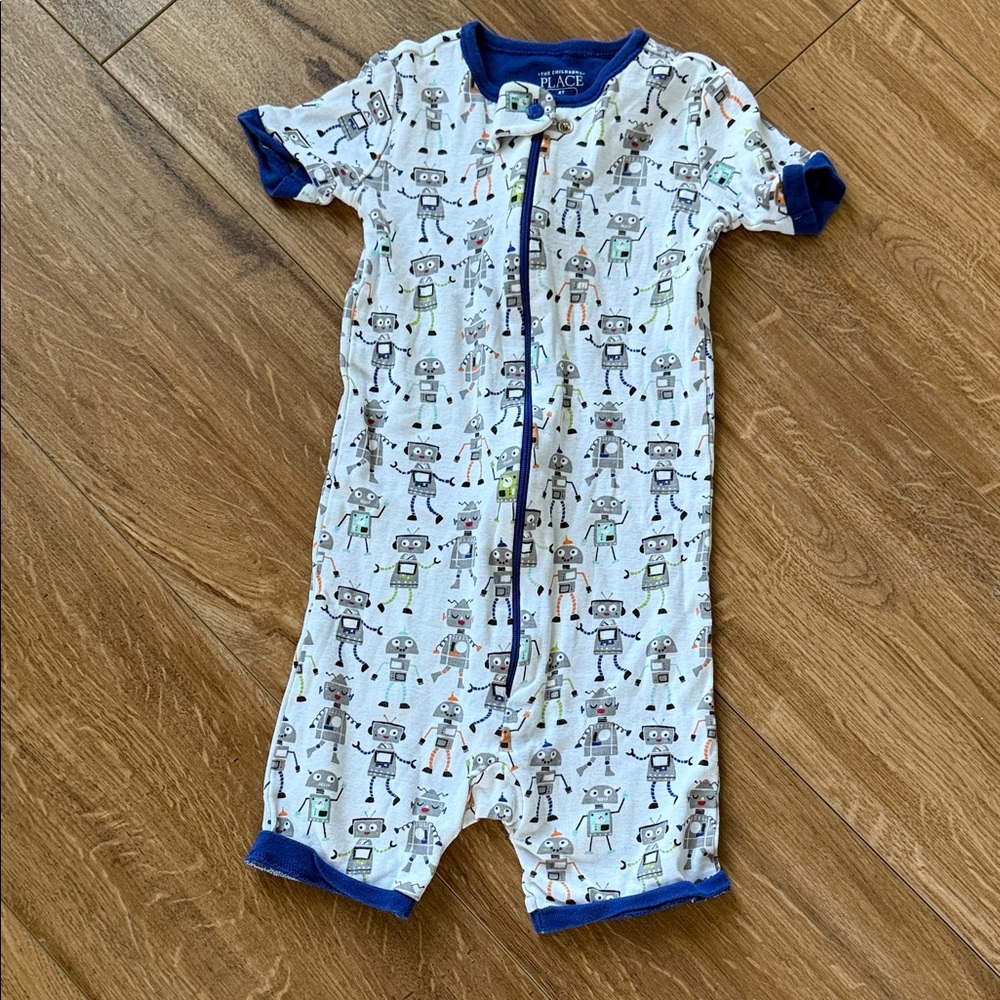 The Children's Place Robot Pajama Set - White and Blue
